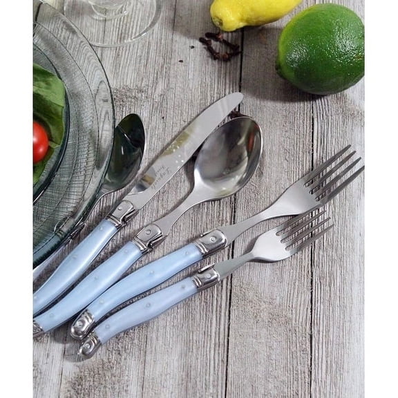 French Home  20 Piece Laguiole Ice Blue Flatware Set