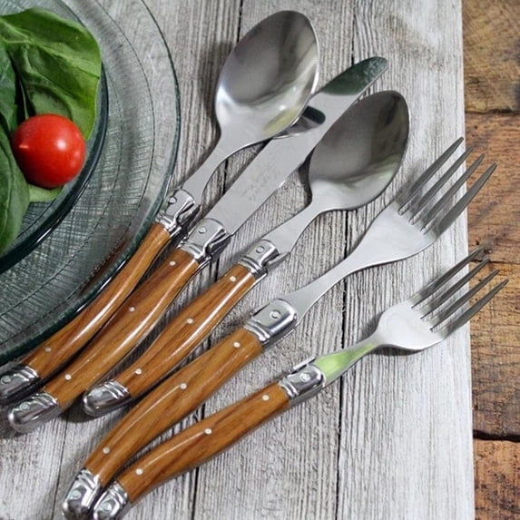 French Home 20-piece Laguiole Wood Grain Flatware Set by