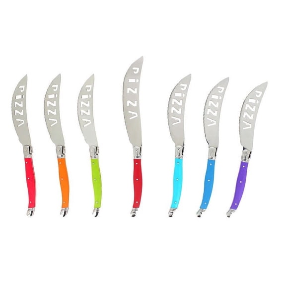 French Home 7 Piece Laguiole Pizza Knife Set, Rainbow Colors