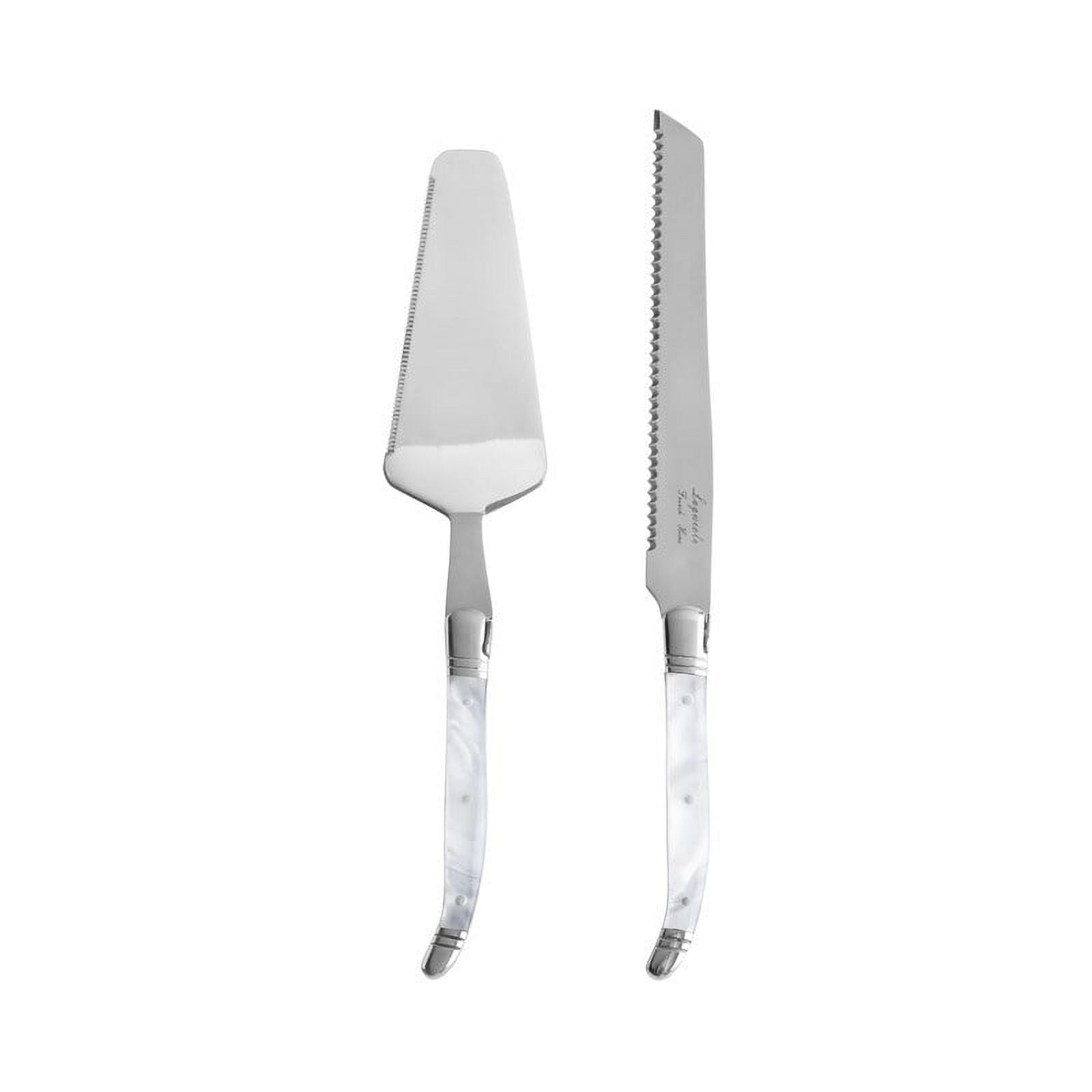 French Home Laguiole Connoisseur 2-Piece Cake and Pie Server Set with Pearl White Handles (Set of 2)