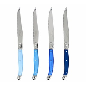 French Home Set of 4 Laguiole Steak Knives, Shades of Blue