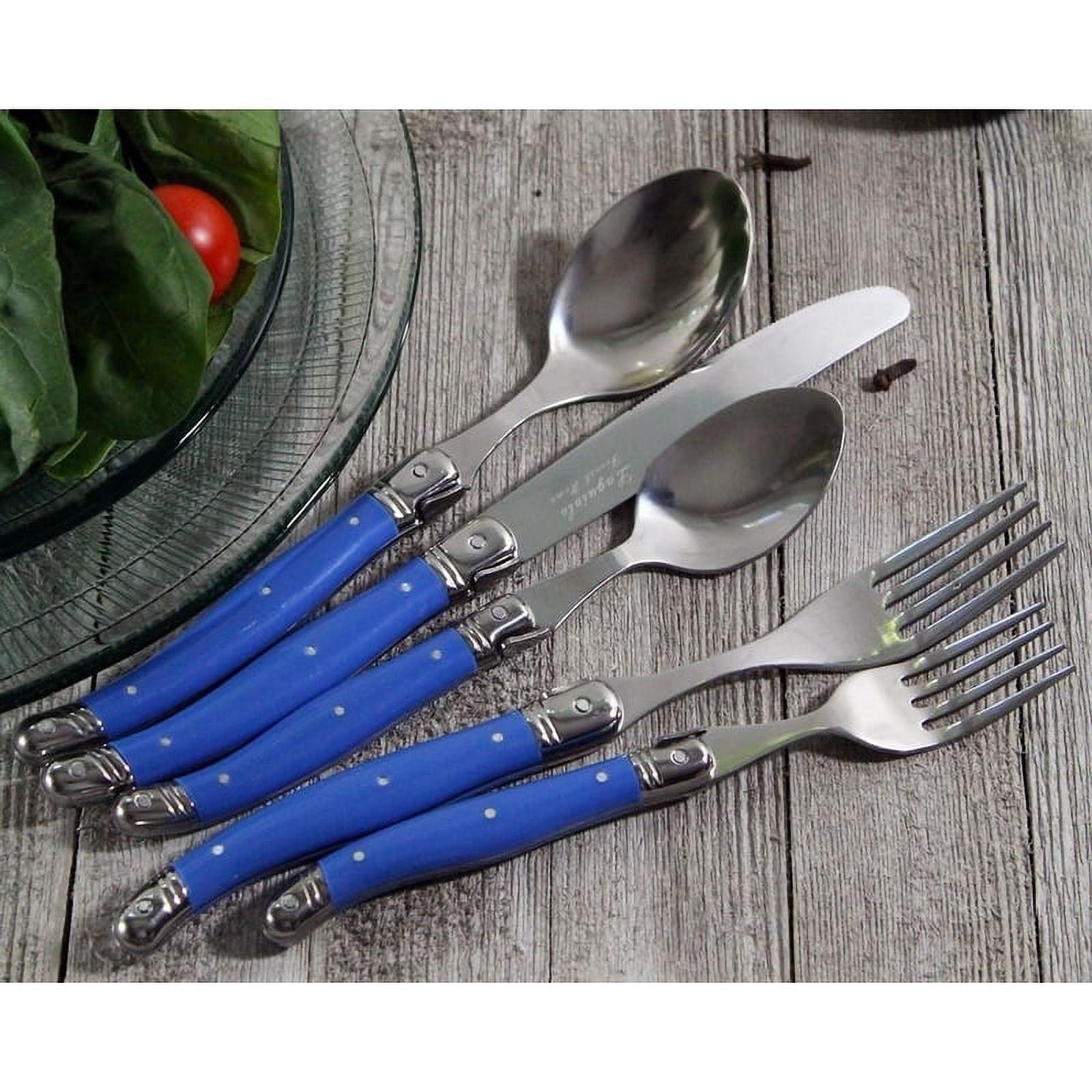 French Bistro Style 24 Piece Cutlery Set With White or Sea Blue Handles  Homeware– Distinctly Living