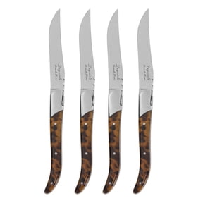 French Home Tortoise Shell 4-Piece Laguiole Connoisseur Steak Knife Set