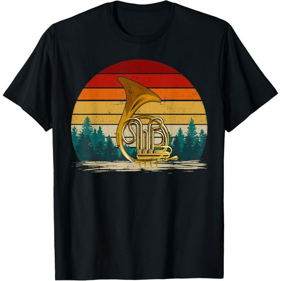 French Horn Musical Vintage Distressed Retro French Horn T-Shirt