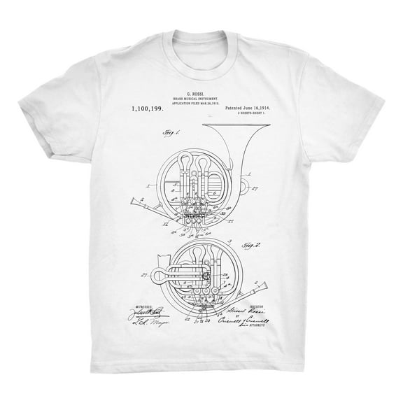 French Horn Patent 100% Cotton Premium T-Shirt
