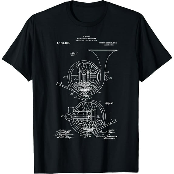 French Horn Patent French Horn Player Gift T-Shirt