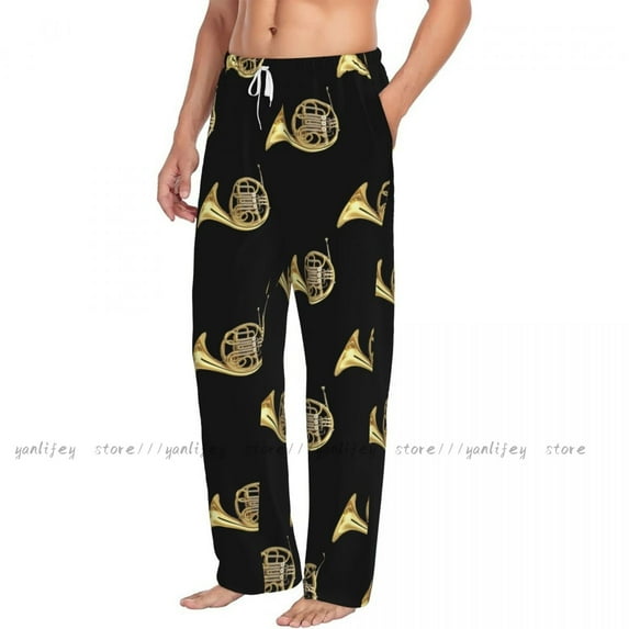 French Horn Pattern Mens Pajamas Pyjamas Pants Lounge Pants Sleep Bottoms