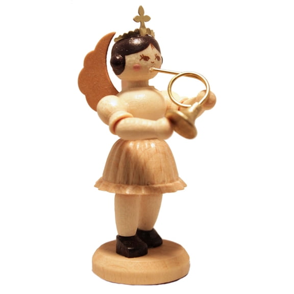 French Horn Player Concert Angel German Wood Figurine Handcrafted in Germany
