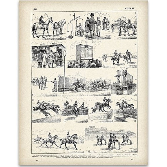 French Horse Racing Illustration Art Print - 11x14 Unframed Art Print - Great Stable Decor or Gift for Equestrian