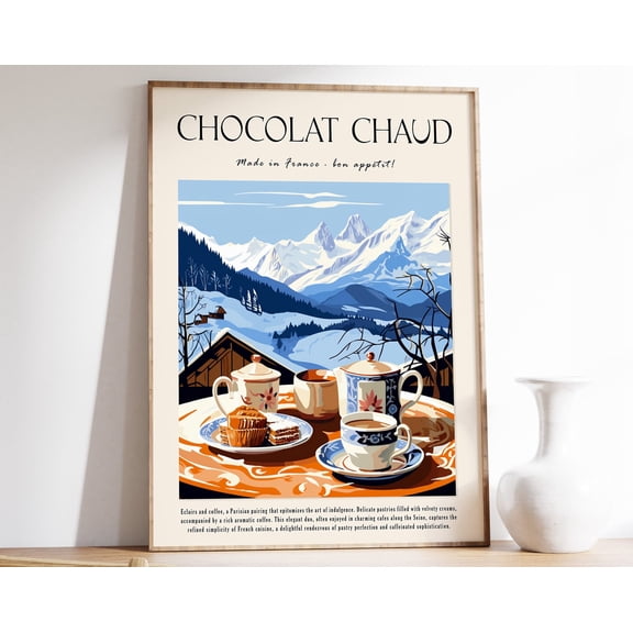 French Hot Chocolate Poster Kitchen Cafe Art