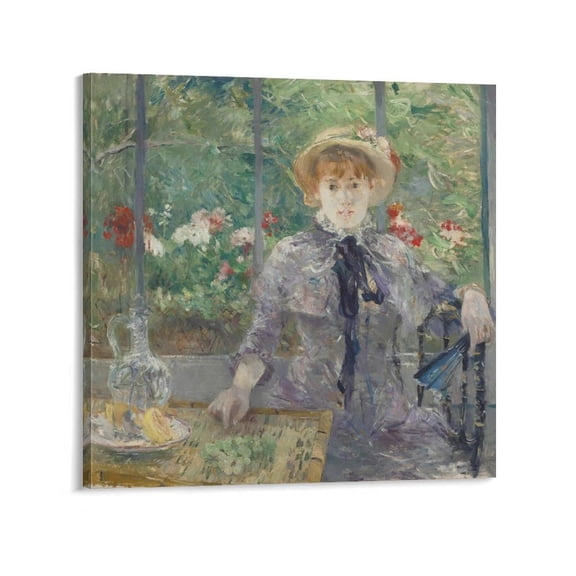 French Impressionist Painter Berthe Morisot After Breakfast Retro Poster Wall Art Picture Painting Poster Canvas Print Posters Artworks Bedroom Living Room Decor 28x28inch(70x70cm)