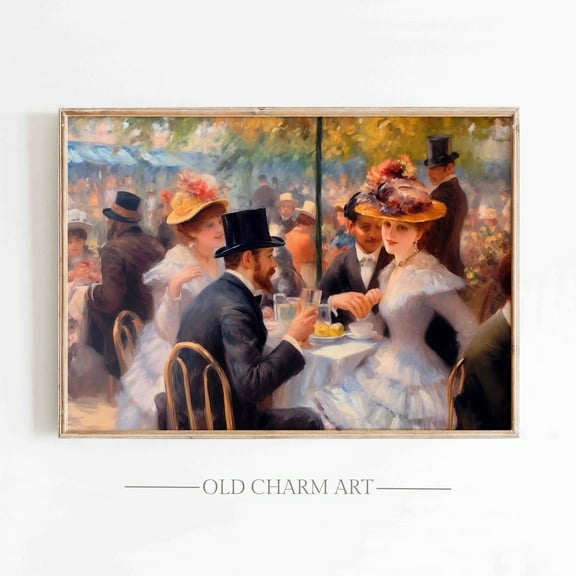 French Impressionist Portrait Poster: Vintage Cafe Society Art, Stretched Canvas Size 12x18
