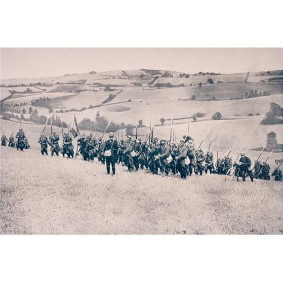 French Infantry Advancing Through Farmland in North-Eastern France Poster Print, Large - 36 x 22