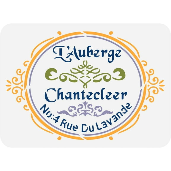 French Inn Painting Stencils 11.7x8.3 inch Reusable Shop Sign Drawing Template DIY French Vintage Country Home Decor for Painting on Scrapbook Fabric Tiles Floor Furniture Wood White