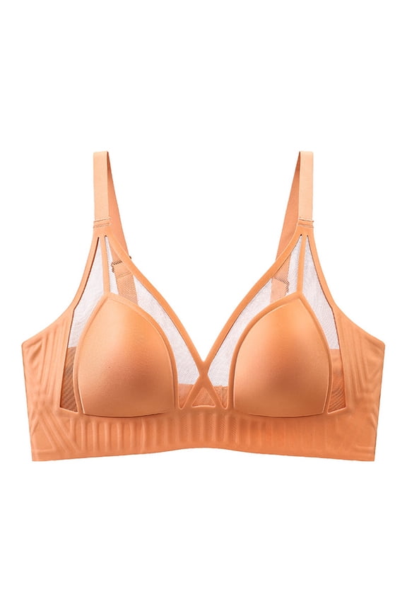 French Jelly Glue Thin Seamless Cat Eye Cup Push Up Bra for Large Chest Support Sagging Coverage Comfortable