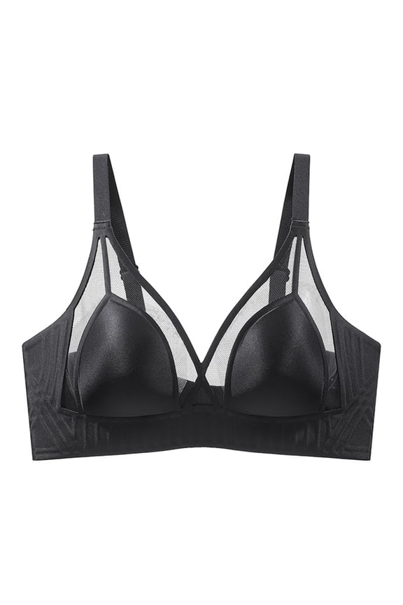 French Jelly Glue Thin Seamless Cat Eye Cup Push Up Bra for Large Chest Support Sagging Coverage Comfortable