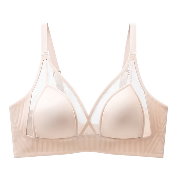 French Jelly Glue Thin Seamless Cat Eye Cup Push Up Bra for Large Chest Support Sagging Coverage Comfortable