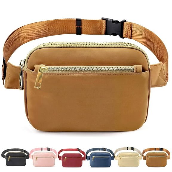 French KOKO Adjustable Fanny Pack, Unisex, Nylon, Brown, 5-Piece