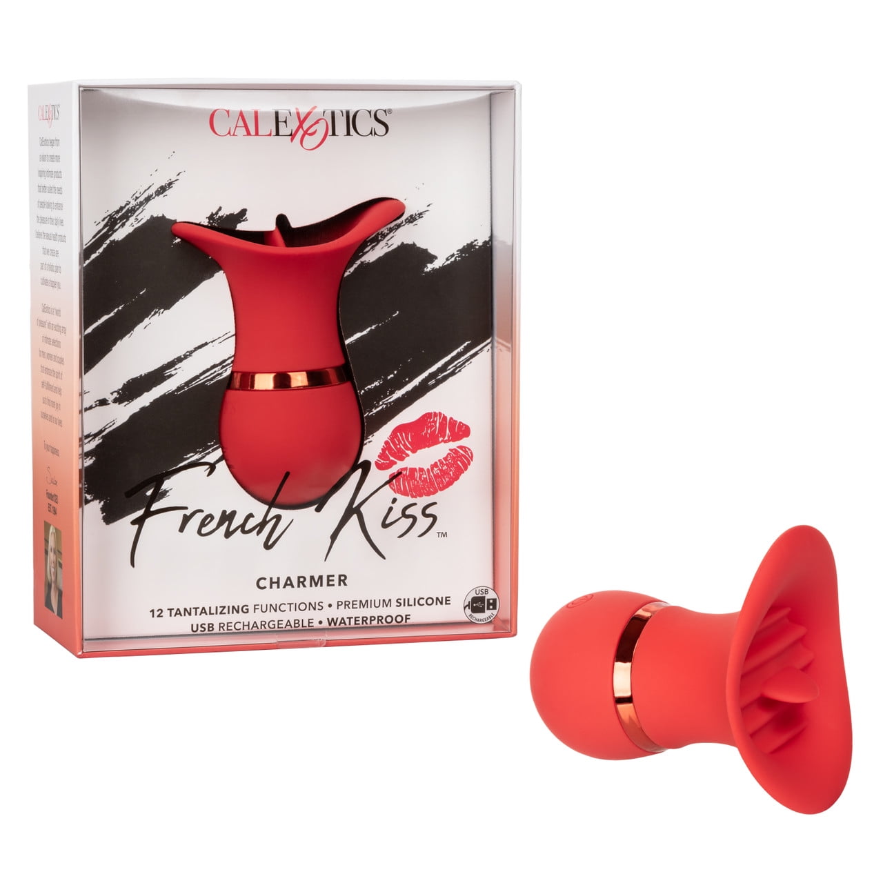 CalExotics French Kiss Charmer Silicone Clitoral Vibrator, Red
