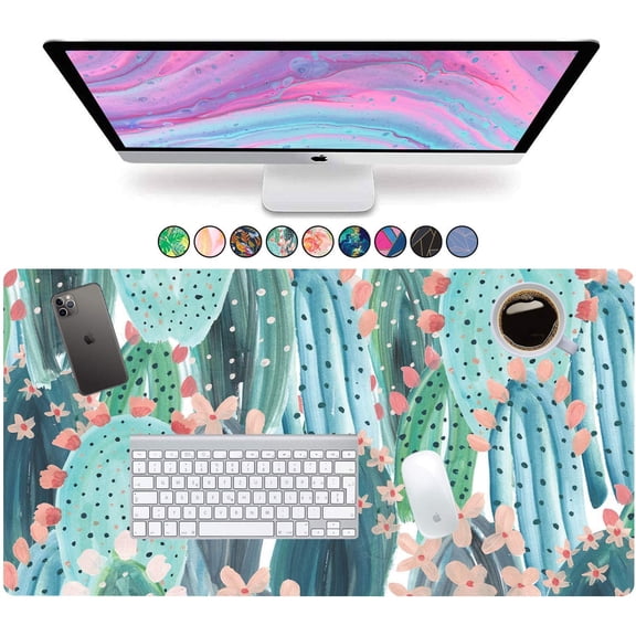 French Koko Large Mouse Pad Big Desk Mat Cute Green Cactus Deskpad Desk Pad Mousepad XL 30"x 15"