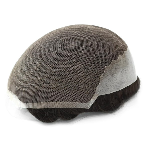 French Lace Front and Center Thin Skin Back&Sides Men Toupee Hair Replacement Human Hair System for Men Natural Looking Wig Invisible Hairline Man Toupee