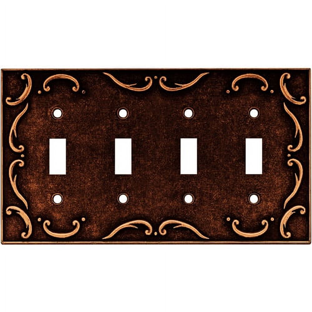 French Lace Quad Switch Wall Plate, Sponged Copper - image 1 of 1