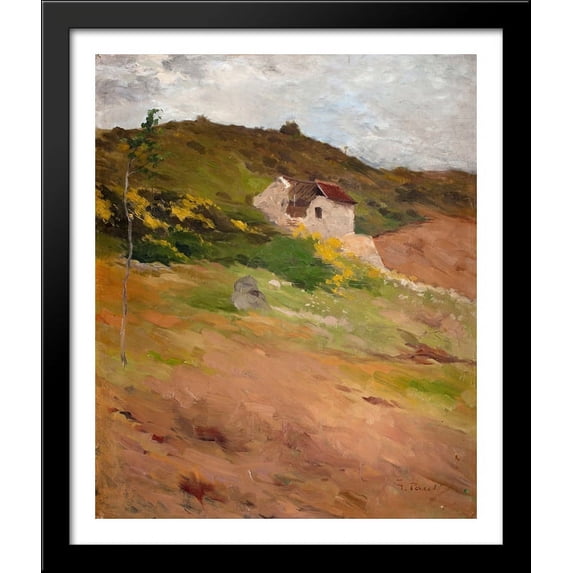 French Landscape 28x34 Large Black Wood Framed Print Art by Georg Pauli