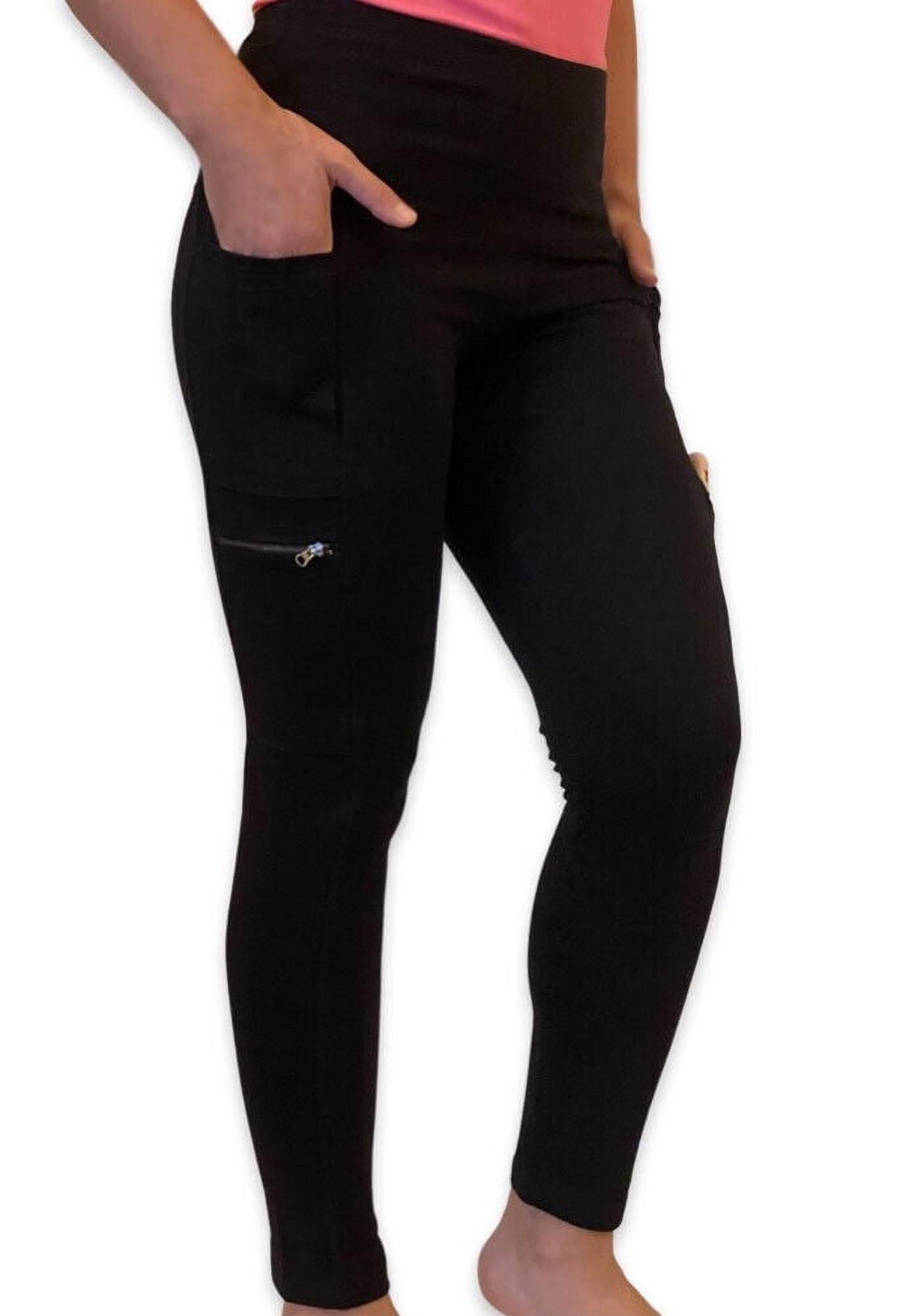 French Laundry Cellphone Pocket and Zip Leggings - Black 