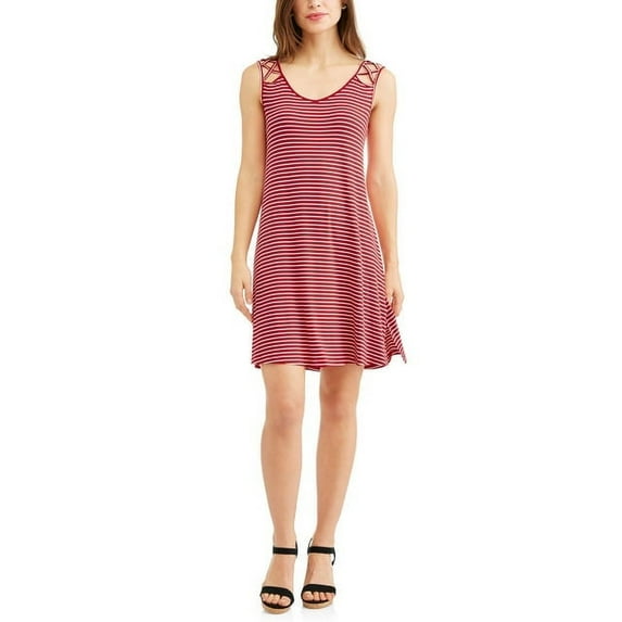 French Laundry Women's Striped Sleeveless Dress Red White Lightweight Size XL