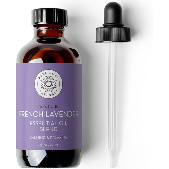 French Lavender Essential Oil for Aromatherapy, Therapeutic Grade 4 fl oz by Pure Body Naturals