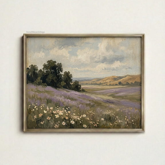 French Lavender Landscape Wall Art Cottage Decor Living Room Bedroom Office