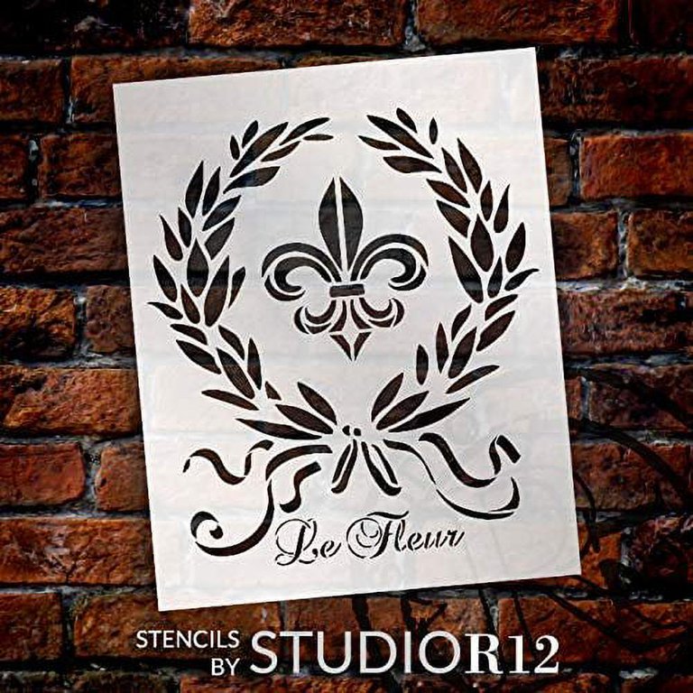French Le Fleur de Lis Stencil by StudioR12 DIY Old Ephemera Home Decor & Furniture Vintage Laurel Wreath Art Craft & Paint Antique Wood Signs Reusable Mylar Template Size 20 x 16 french-le-fleur-de-lis-stencil-by-studior12-diy-old-ephemera-home-decor-furniture-vintage-laurel-wreath-art-craft-paint-antique-wood-signs-reusable-mylar-template-size-20-x-16