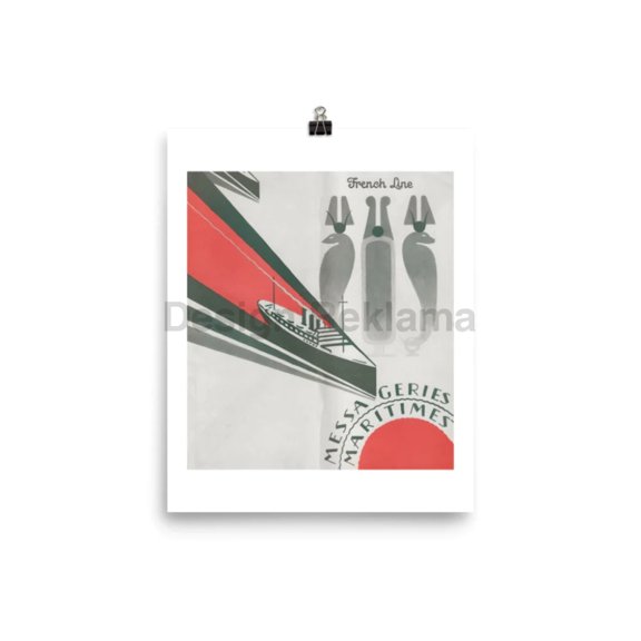 French Line Maritime Couriers, 1930. Unframed Vintage Travel Poster