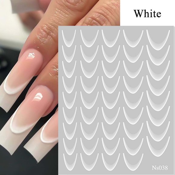 French Line Nail Art Stickers, 2024 Gradient Color French Tip Nail Decals 3D Self-Adhesive Nail Tips Guides Stripe Lines Nail Sliders Manicure Accessories for DIY Nail Art Decorations Stencil Tools