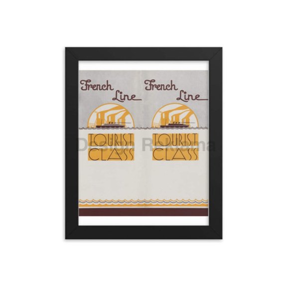 French Line Tourist Class, 1932. Framed Vintage Travel Poster