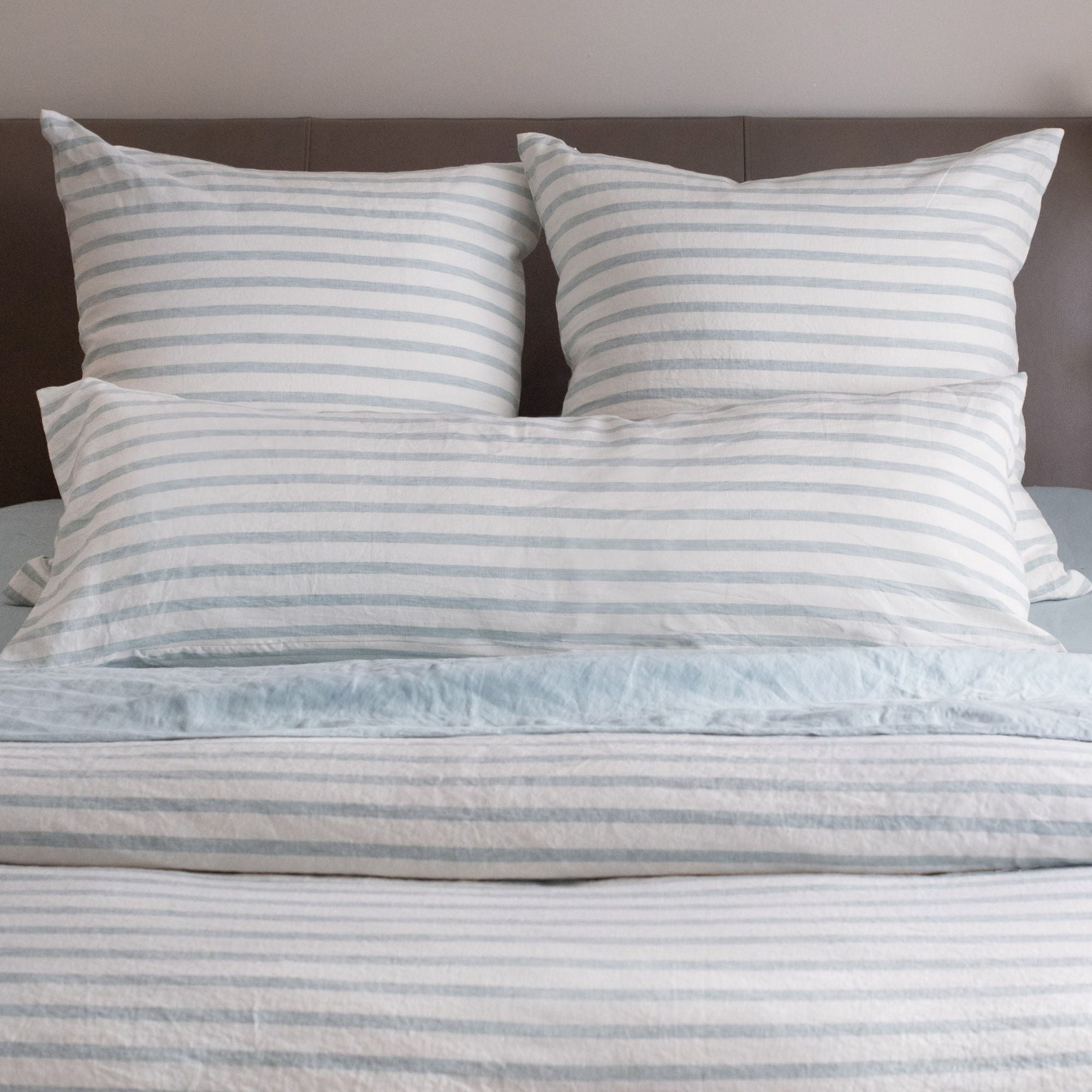 French Linen Body Pillow with removable Sham - Cream & Wave Stripe | Bokser Home