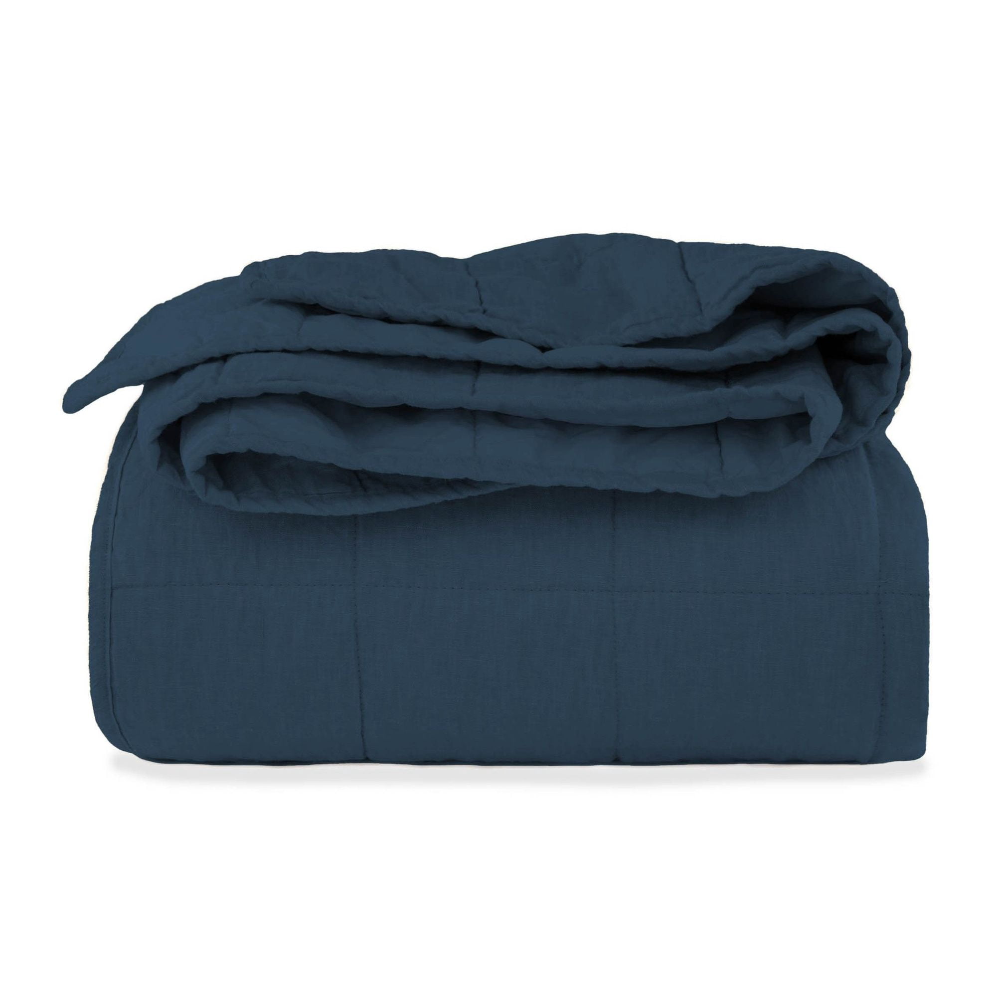 French Linen Box Stitch Quilt - Full/Queen - Baltic | BOKSER HOME
