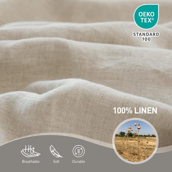 French Linen Flat Sheet King Size Embroidered Border Stone Washed Ultra Soft Breathable Bedding