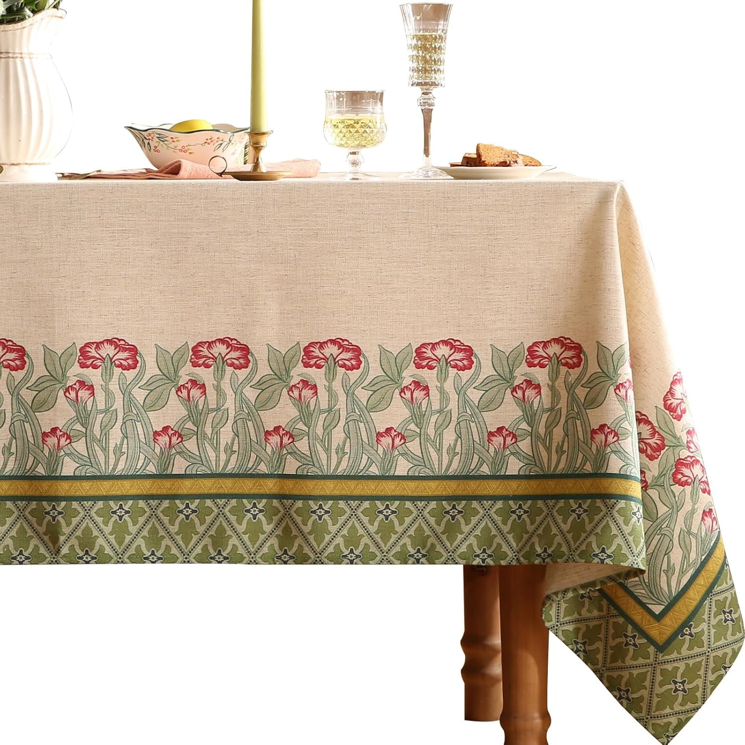French Linen Pattern Tablecloth Soft Durable Floral Table Cloth ...