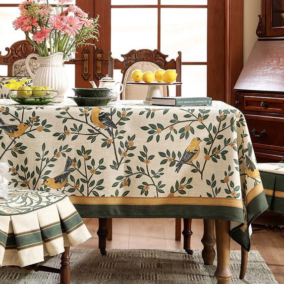 French Linen Pattern Tablecloth Soft Durable Floral Table Cloth Designer Kitchen Dining Tablecloth for Rectangular Tables for Parties Christmas 55"x 55"