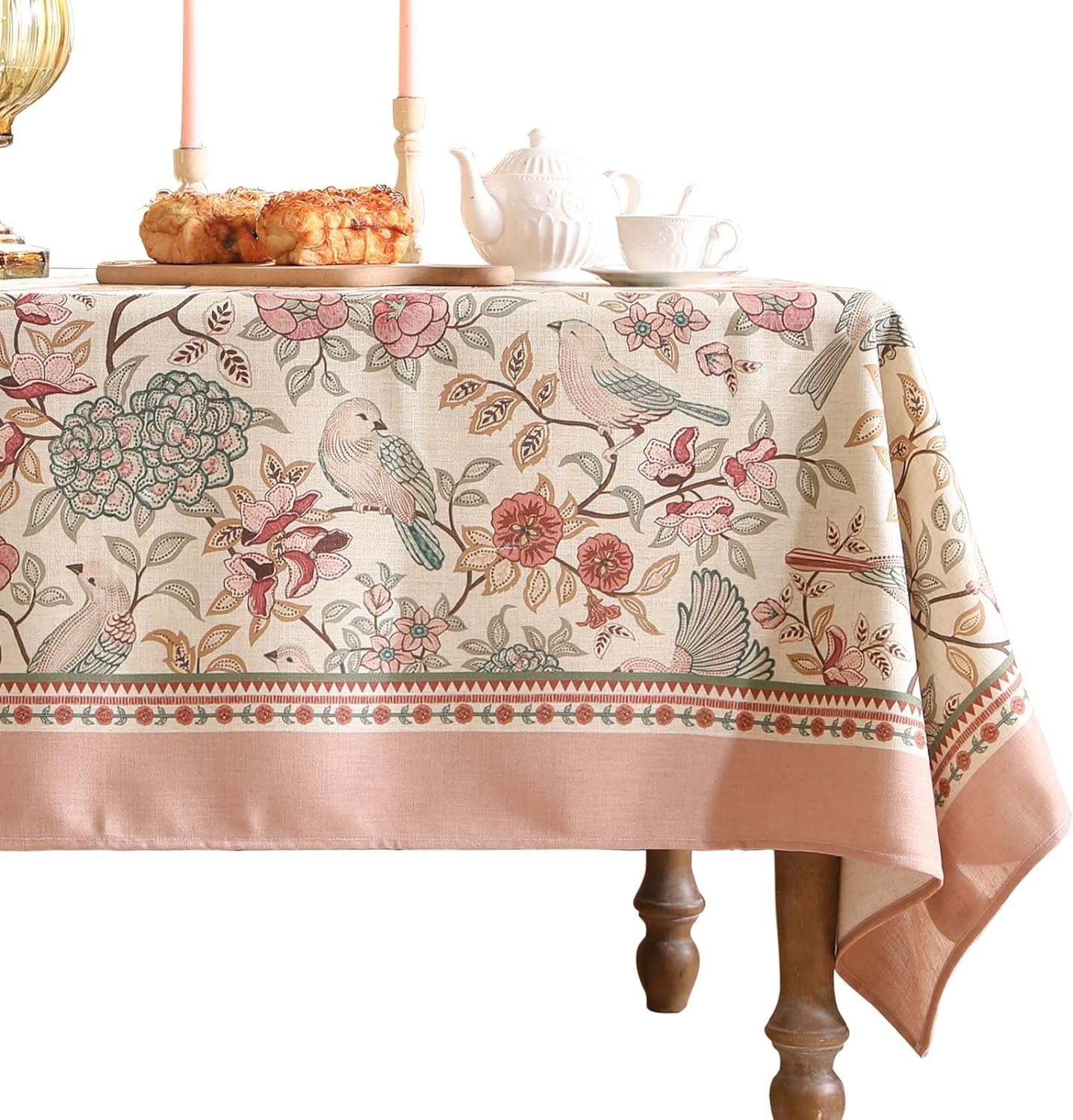 French Linen Pattern Tablecloth Soft Durable Floral Table Cloth ...