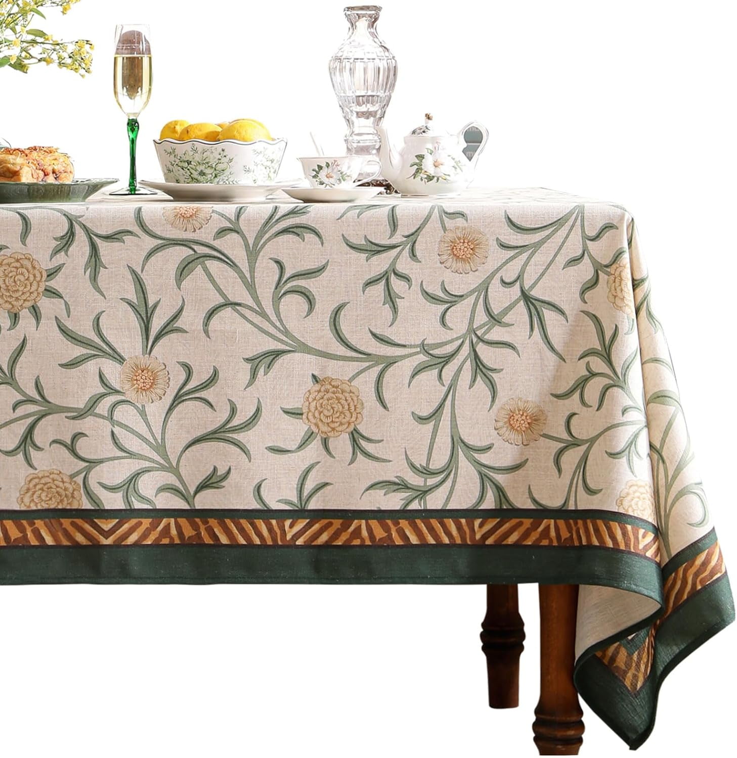 French Linen Pattern Tablecloth Soft Durable Floral Table Cloth ...