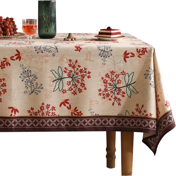 French Linen Table Cloth Soft Breathable Tabletop Cover Decorative Kitchen Dining Tablecloth for Rectangular Tables for Parties,Holiday 60"*102"