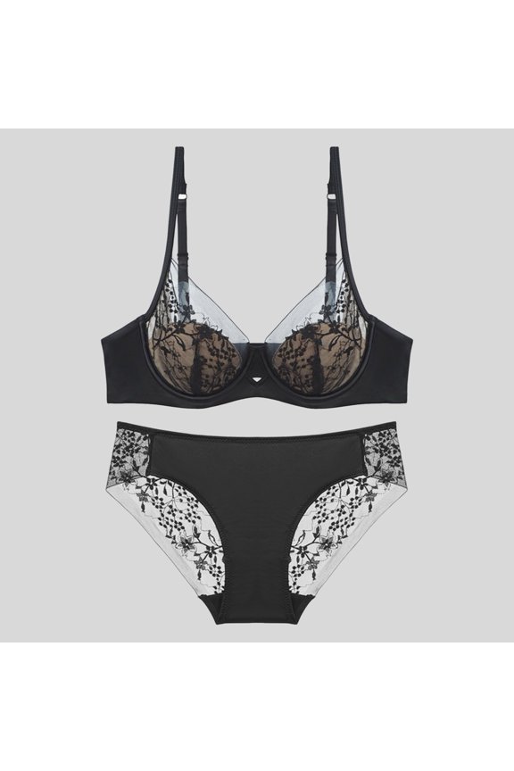 French Lingerie Sexy Thin Pure Desire Embroidery Lace Lingerie Soft Steel Ring Zodiac Red Bra Set