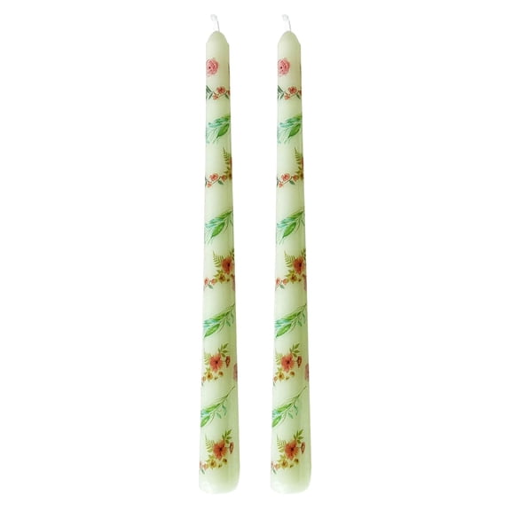 French Long Rod Printed Candles for Romantic Weddings & Valentine'S Day | Hand-Cast, Odorless Burning | Decorative Party & Birthday Candles, 2-Pack