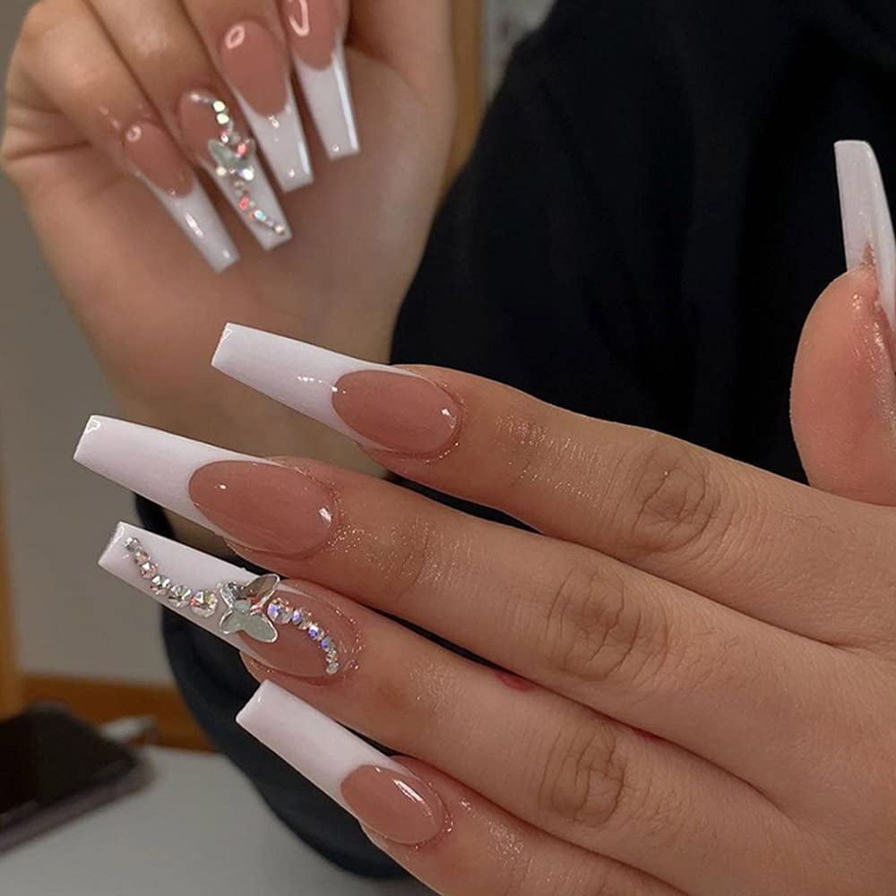 Nail Lounge By Pinky - Acrylic nails with Fabulous V French manicure nail  art design!! #Promotion for limited period #Nailloungebypinky #Acrylicnails  #Frenchnails #Snowwhite #manipedi #lashextension #lashlift Keep calm and  book your appointment