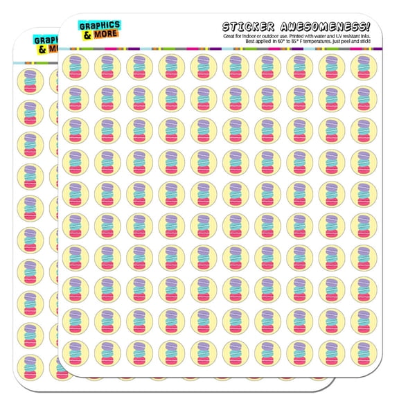 French Macaroon Cookie 1/2" (0.5") Scrapbooking Crafting Stickers