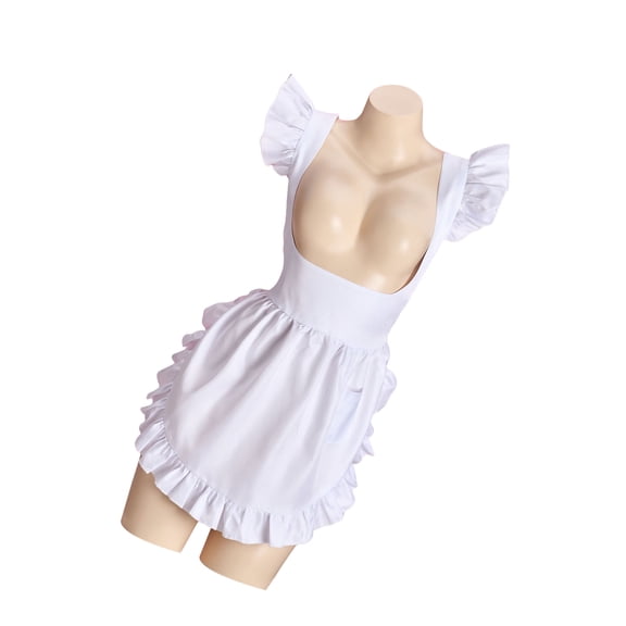 French Maid Costume Accessories Adjustable Ruffle Maid Apron Nurse Uniform Kitchen Cooking Apron Baking Apron for Womens