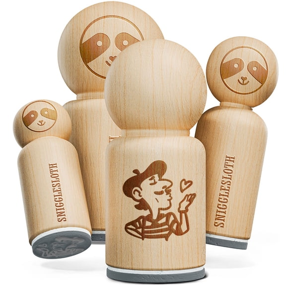 French Man in Beret Blowing Kiss Rubber Stamp for Stamping Crafting Planners - 1 Inch Medium