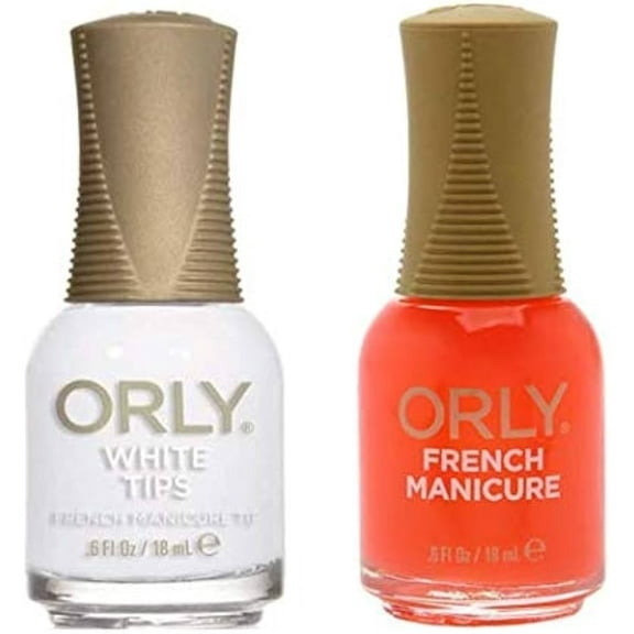French Manicure Duo Kit Nail Polish, Orly Nail Lacquer, White Tips and Bare Rose, 0.6 oz each